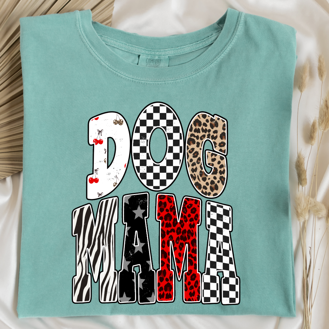 Checkered Cherries Dog Mom Graphic Tee and Crewneck