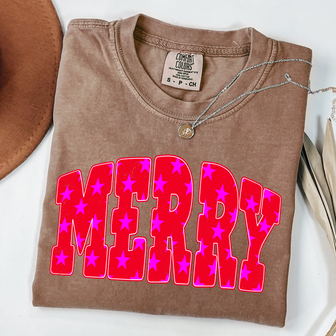 Merry Stars Graphic Tee and Crewneck