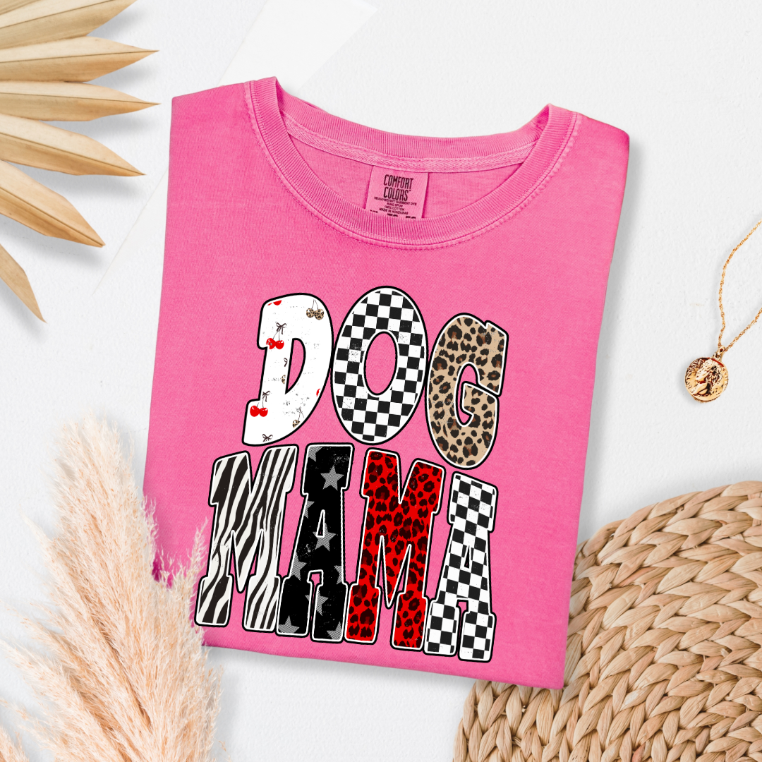 Checkered Cherries Dog Mom Graphic Tee and Crewneck