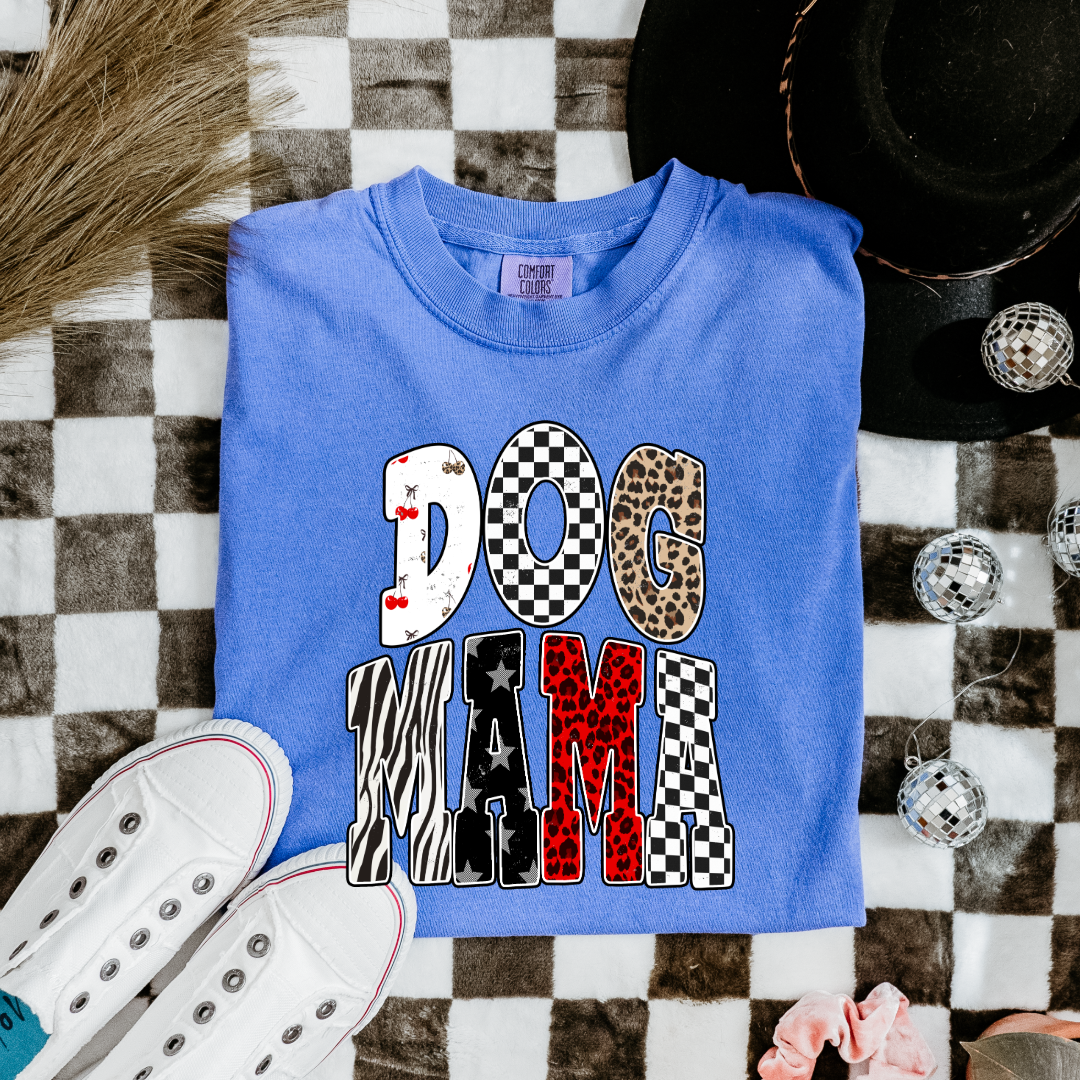 Checkered Cherries Dog Mom Graphic Tee and Crewneck