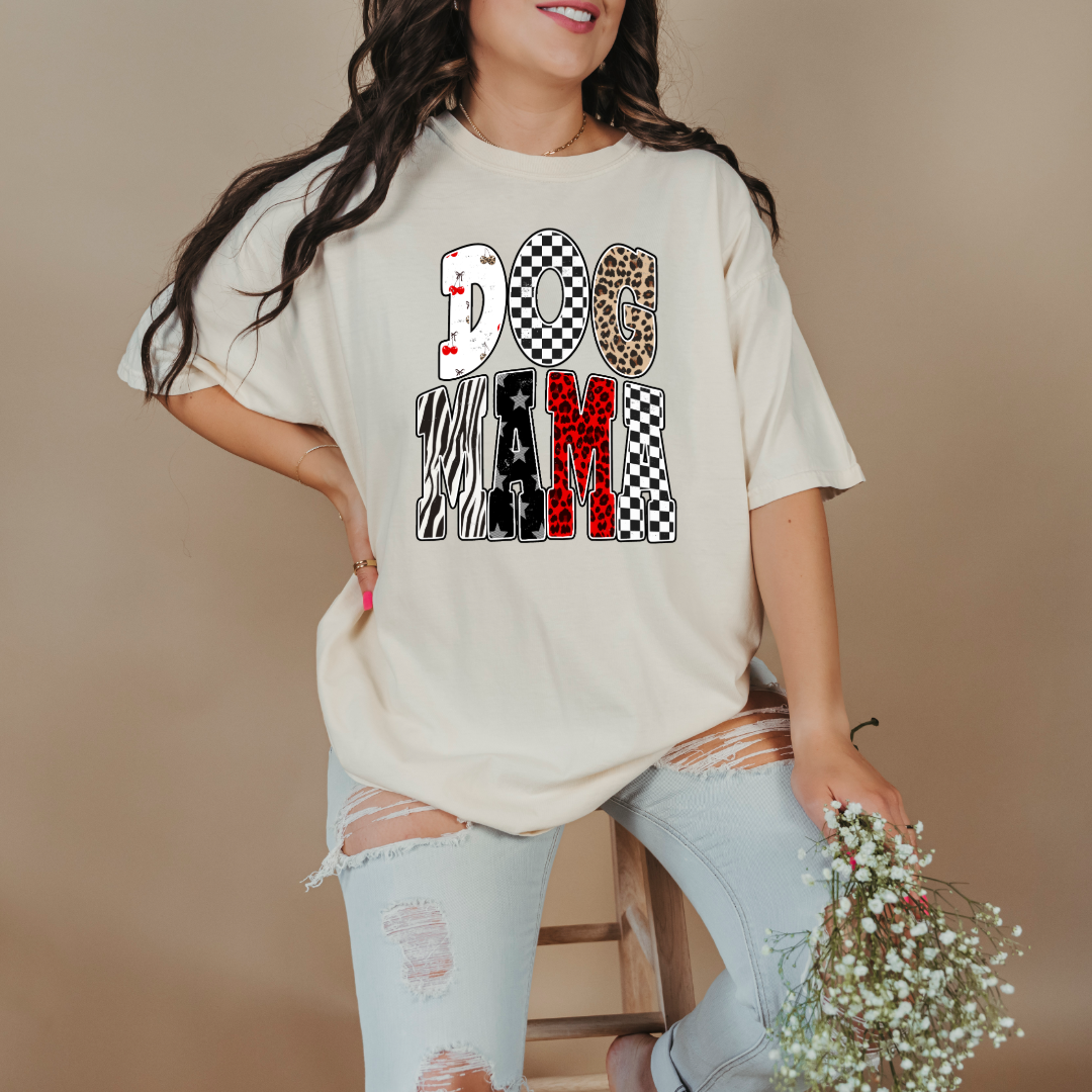Checkered Cherries Dog Mom Graphic Tee and Crewneck