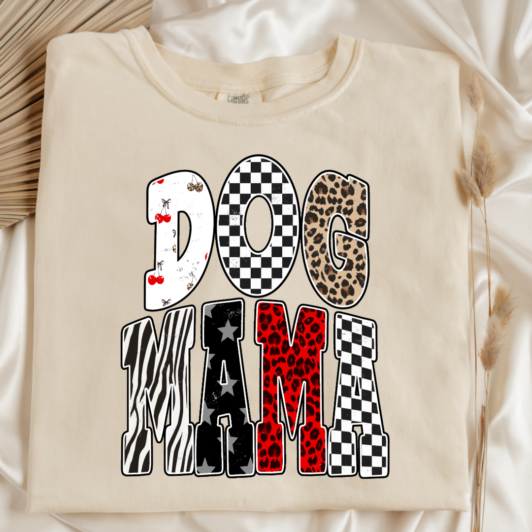 Checkered Cherries Dog Mom Graphic Tee and Crewneck