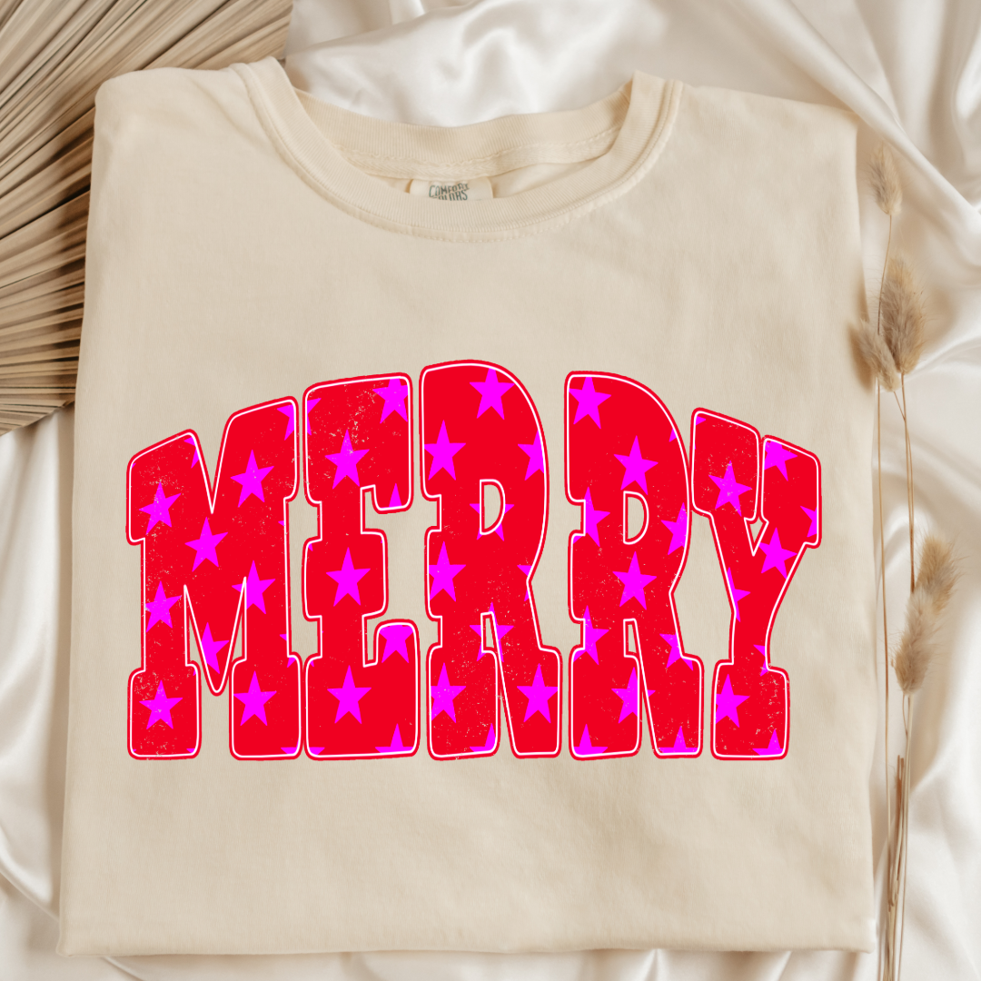 Merry Stars Graphic Tee and Crewneck