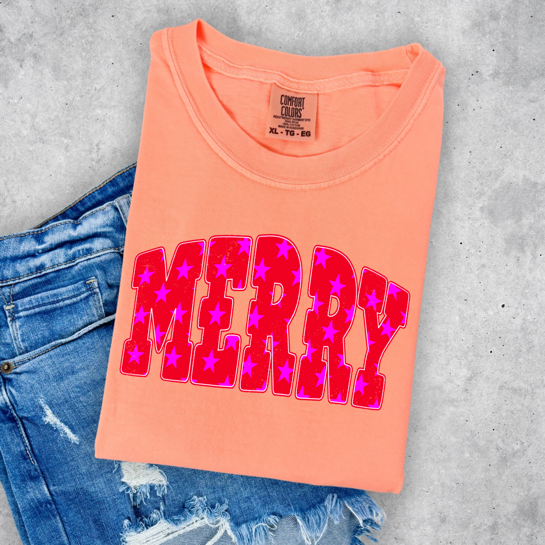 Merry Stars Graphic Tee and Crewneck