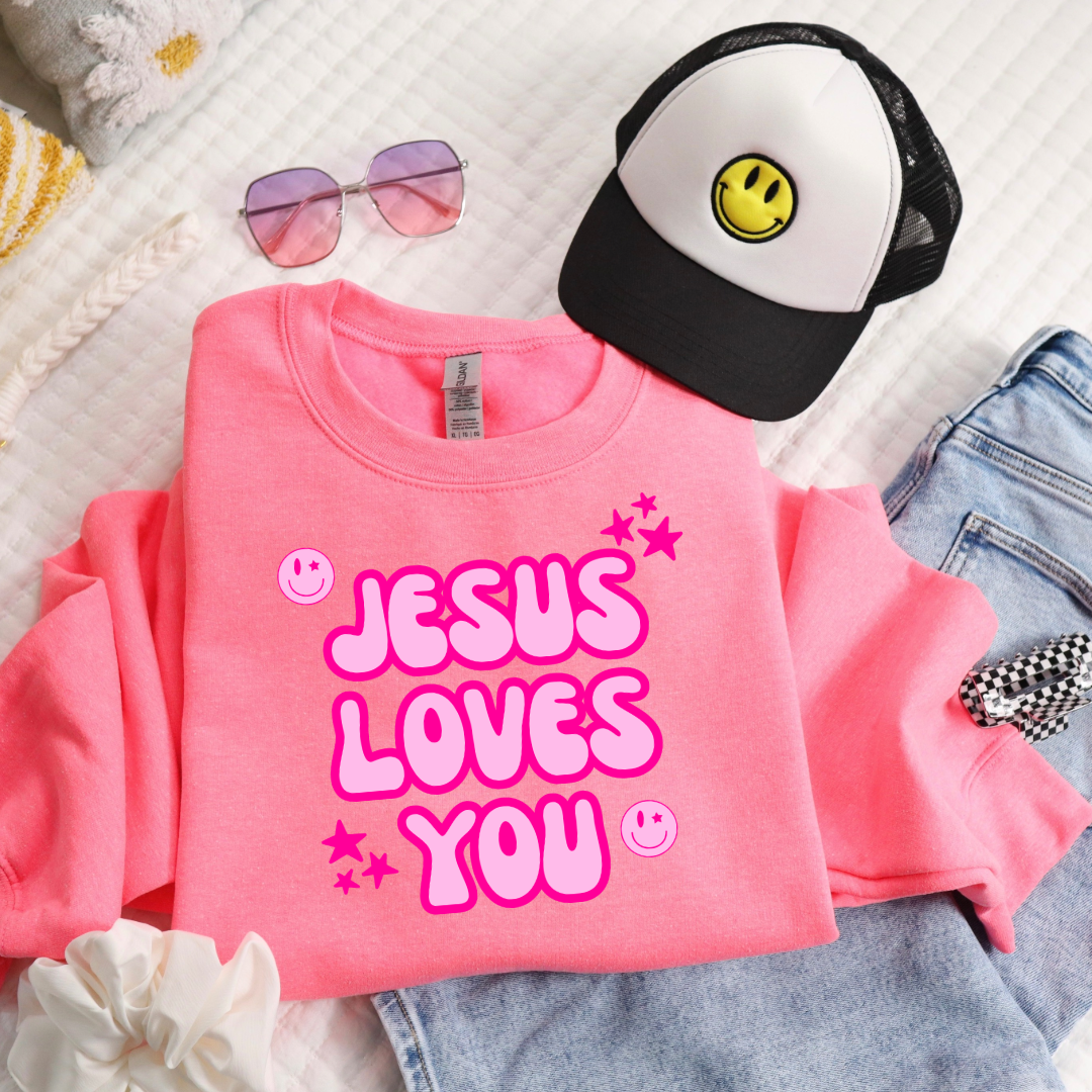 Jesus Loves You Youth Graphic Tee & Crewneck
