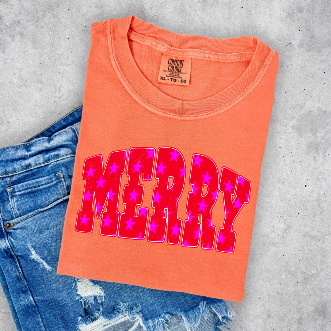 Merry Stars Graphic Tee and Crewneck