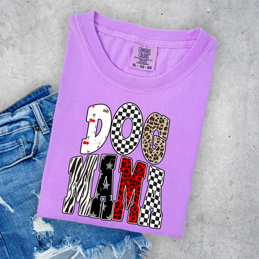 Checkered Cherries Dog Mom Graphic Tee and Crewneck