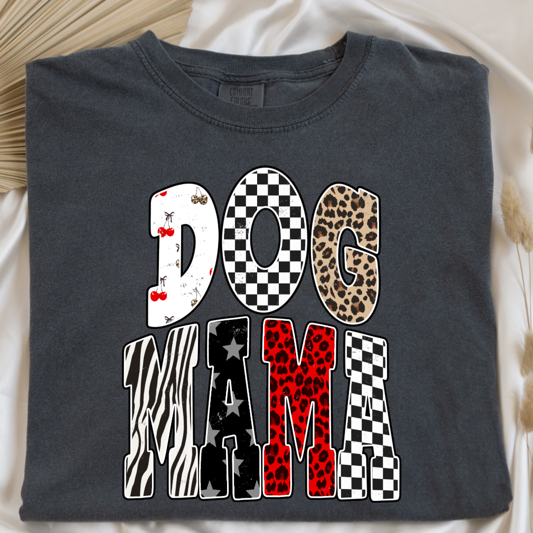 Checkered Cherries Dog Mom Graphic Tee and Crewneck