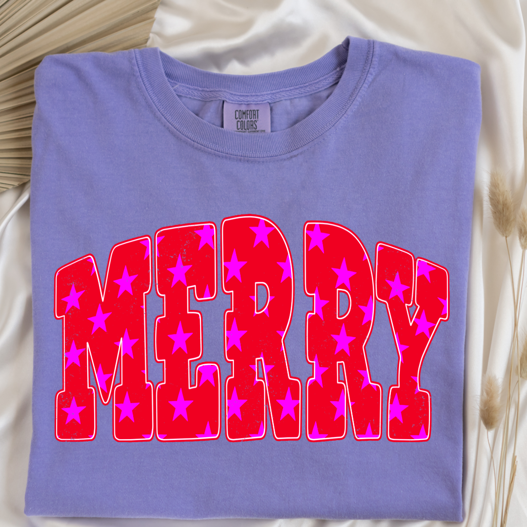 Merry Stars Graphic Tee and Crewneck
