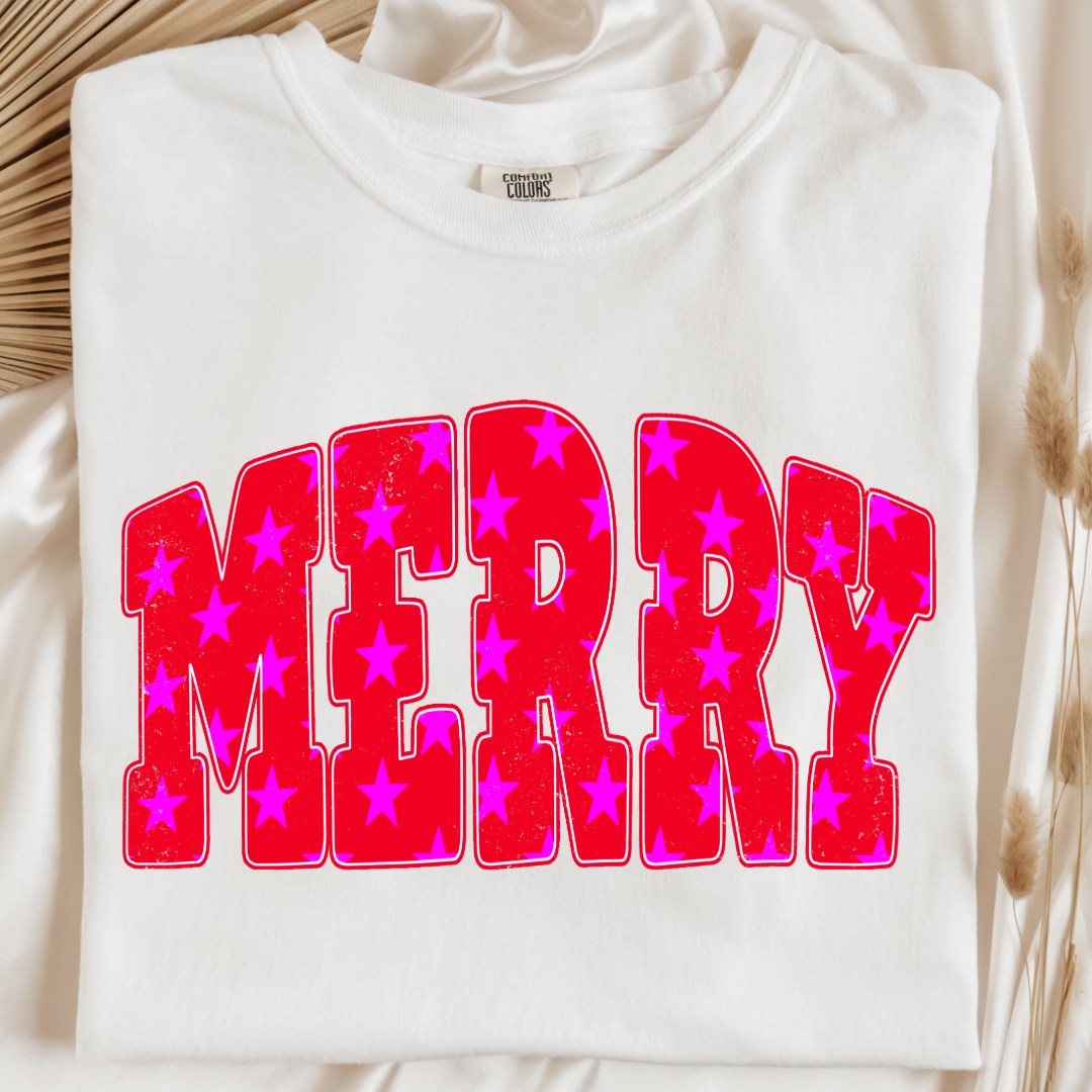 Merry Stars Graphic Tee and Crewneck
