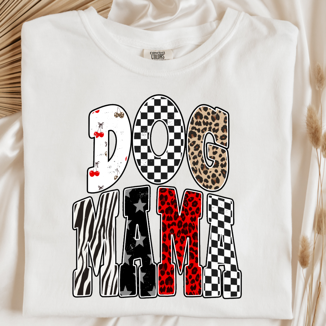 Checkered Cherries Dog Mom Graphic Tee and Crewneck