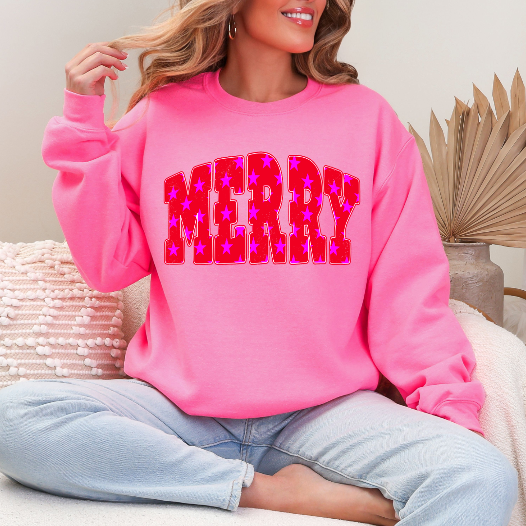 Merry Stars Graphic Tee and Crewneck