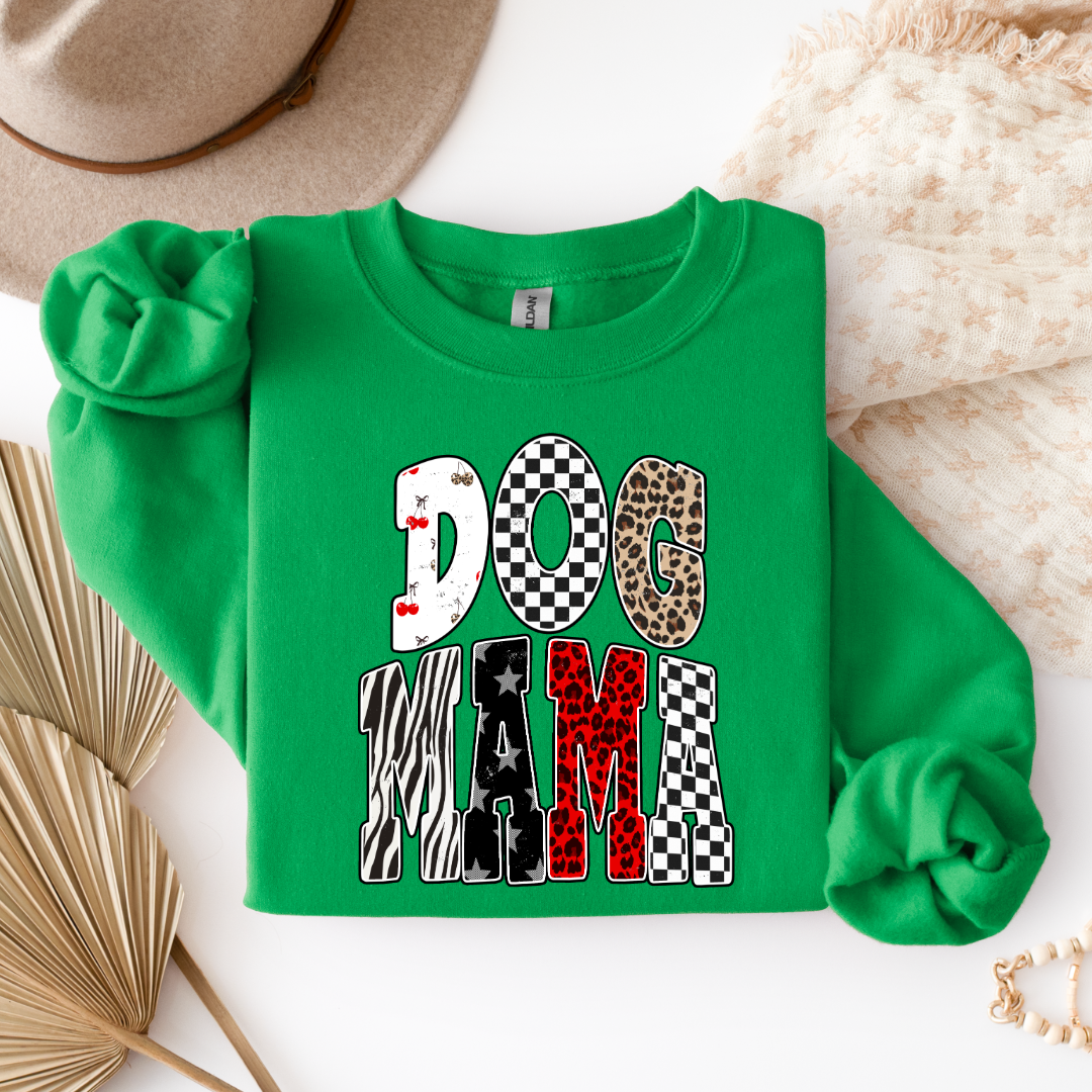 Checkered Cherries Dog Mom Graphic Tee and Crewneck
