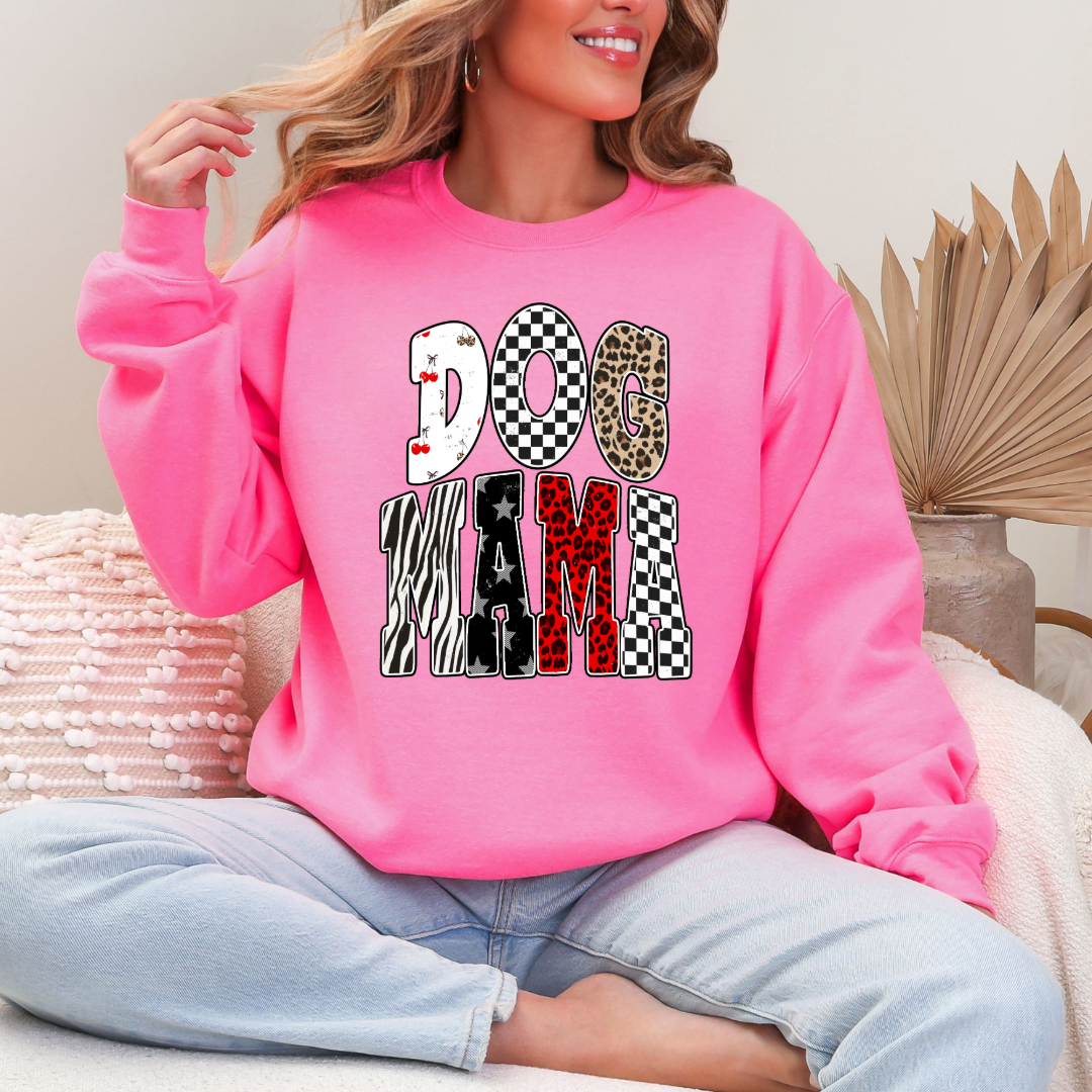 Checkered Cherries Dog Mom Graphic Tee and Crewneck