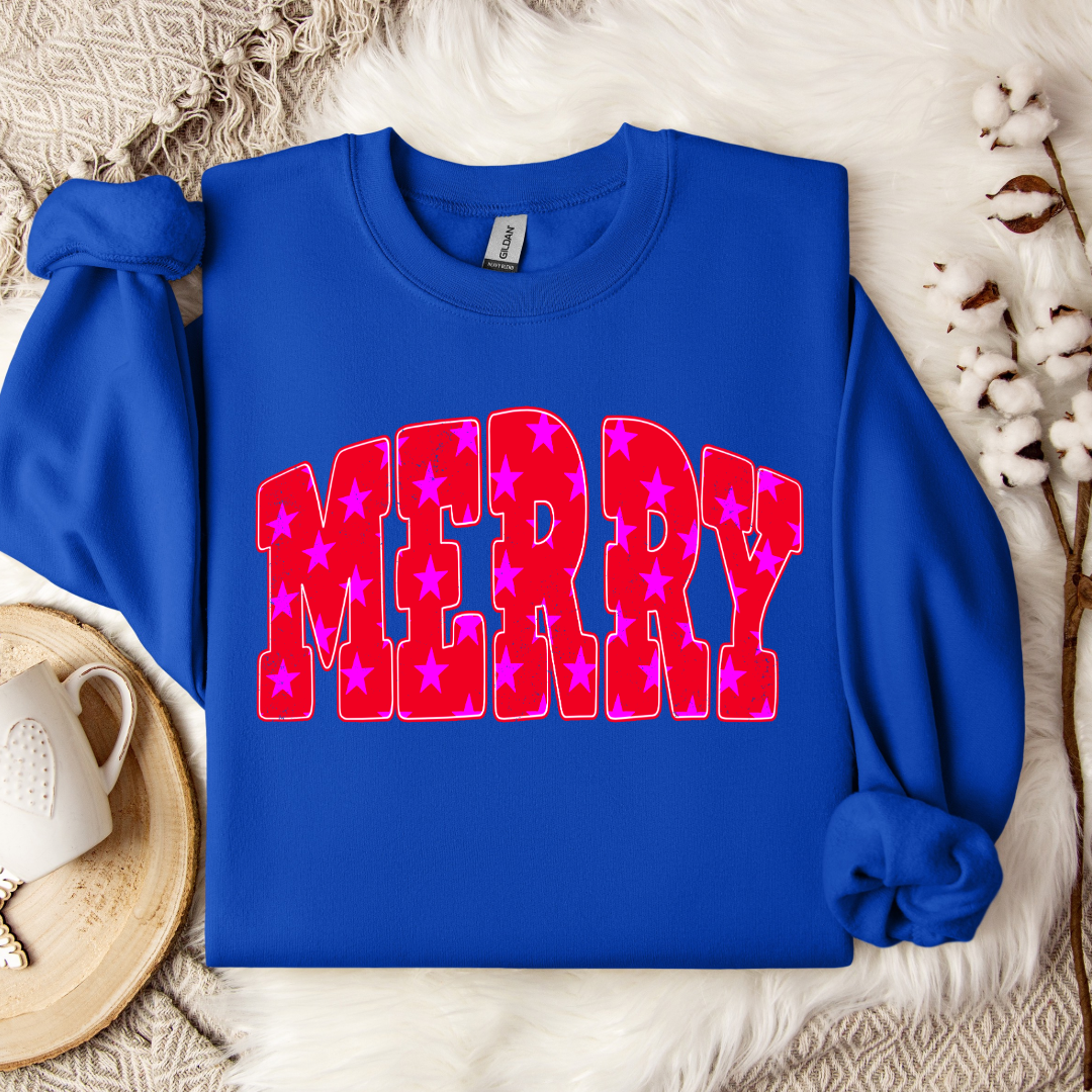Merry Stars Graphic Tee and Crewneck
