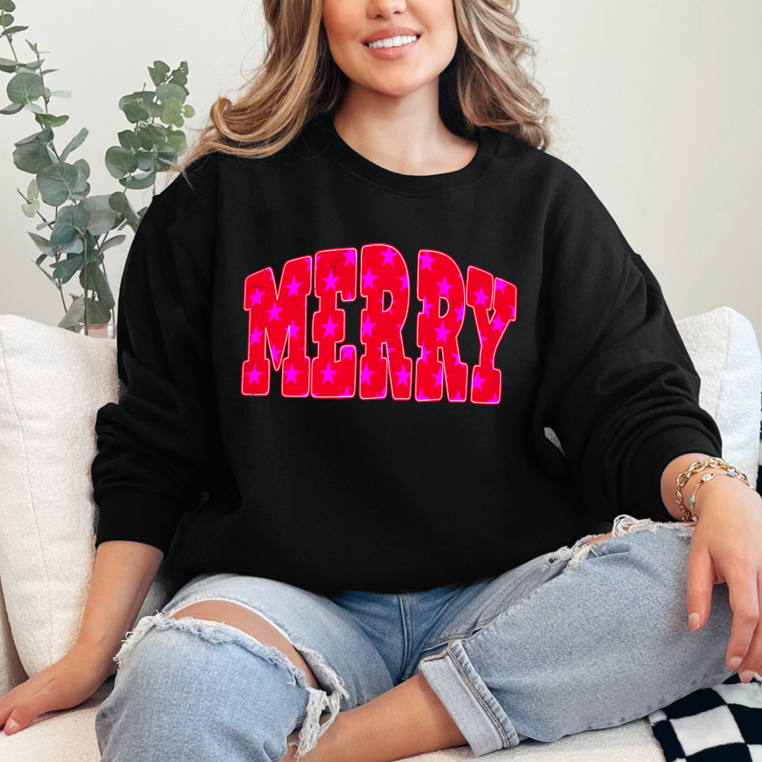 Merry Stars Graphic Tee and Crewneck