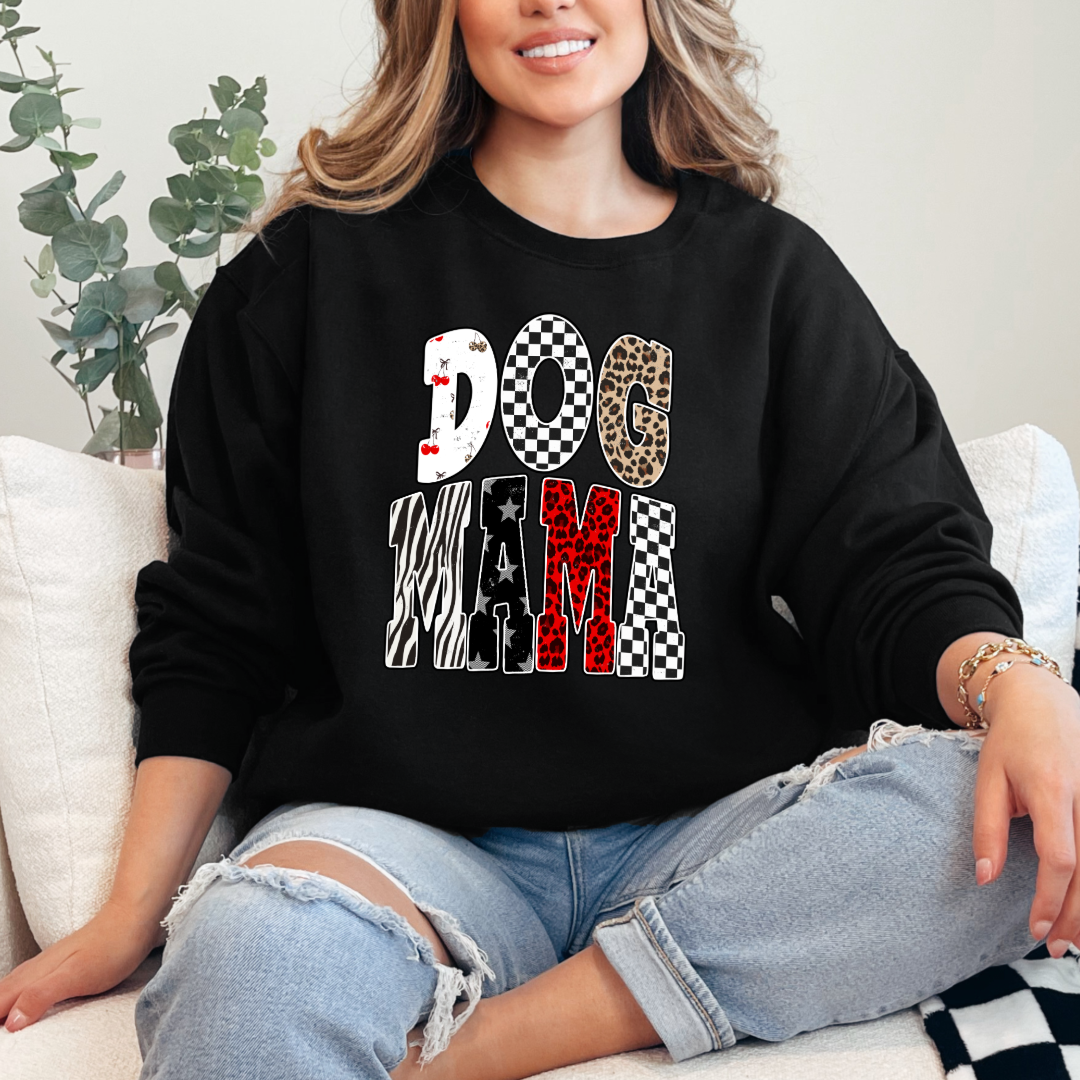 Checkered Cherries Dog Mom Graphic Tee and Crewneck