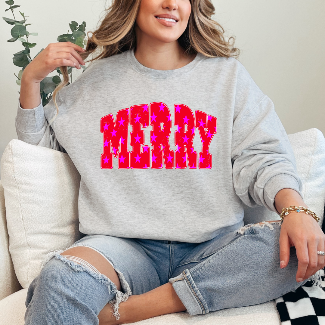 Merry Stars Graphic Tee and Crewneck