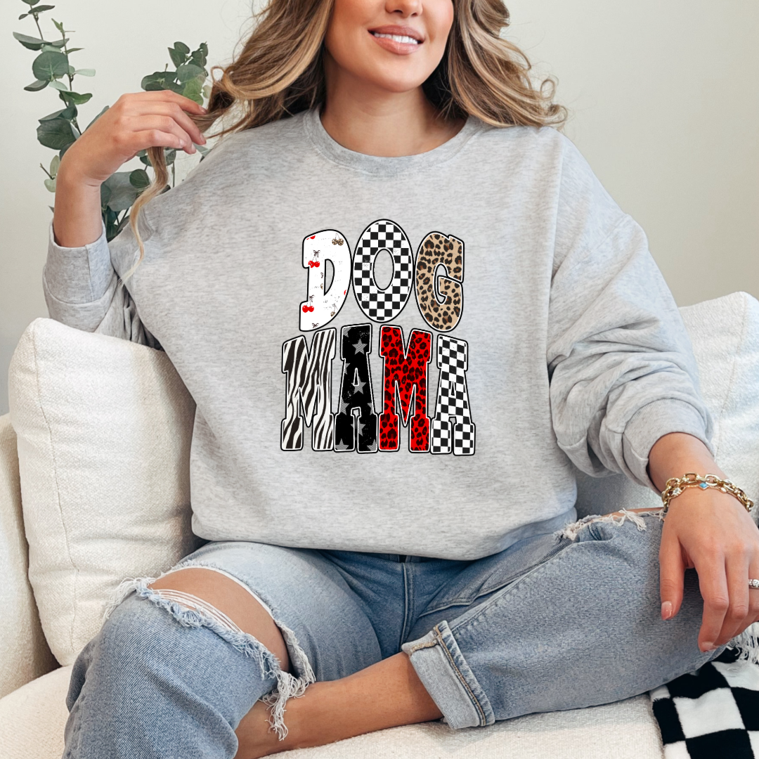 Checkered Cherries Dog Mom Graphic Tee and Crewneck