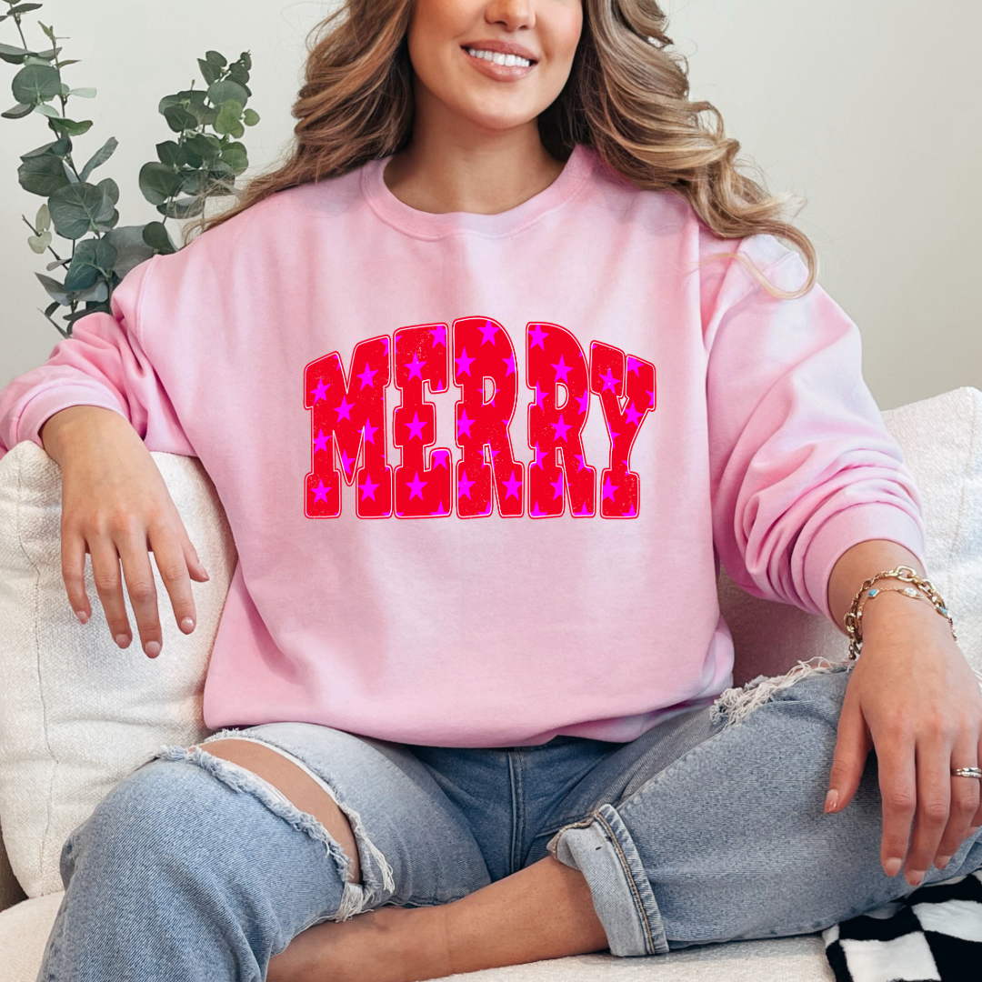 Merry Stars Graphic Tee and Crewneck