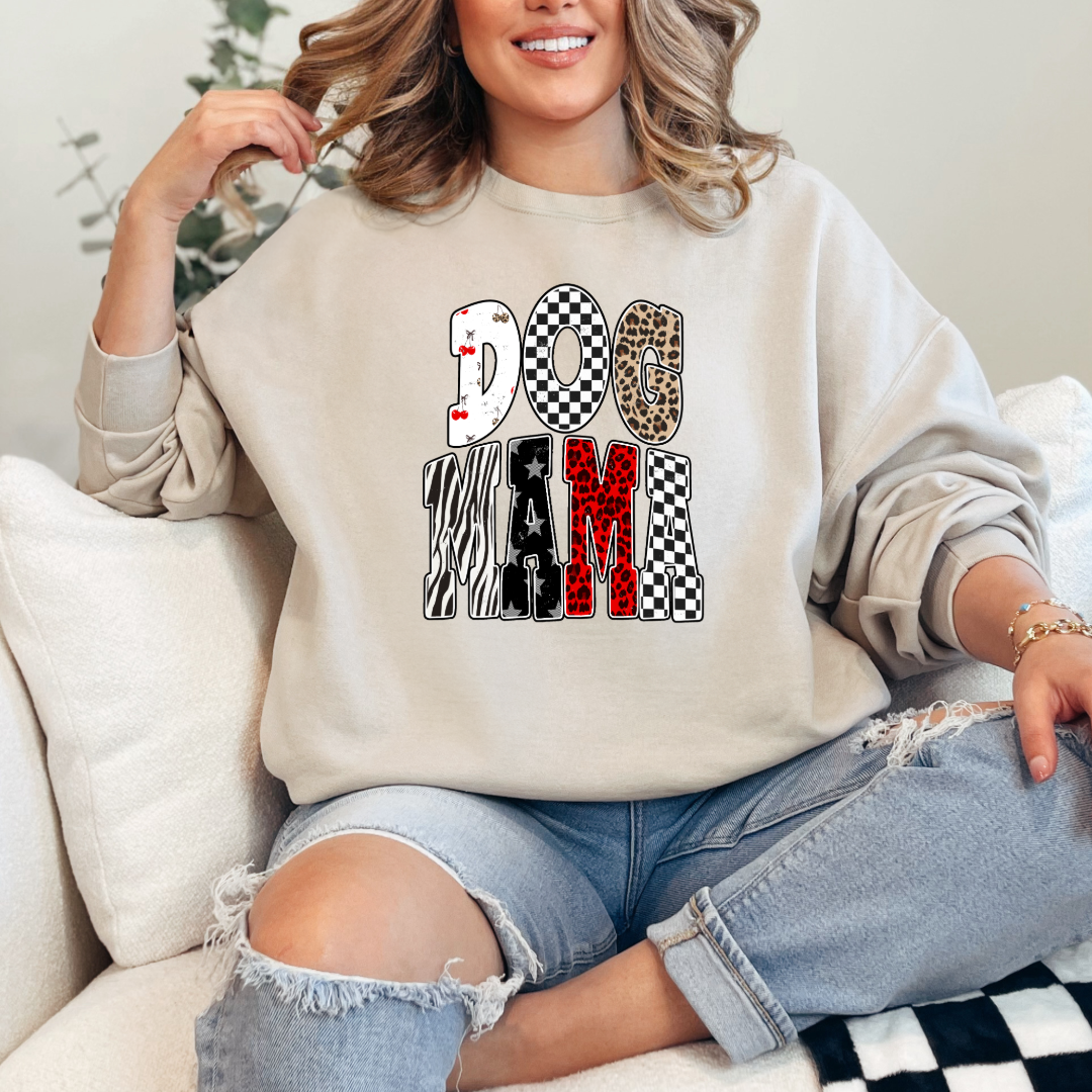 Checkered Cherries Dog Mom Graphic Tee and Crewneck