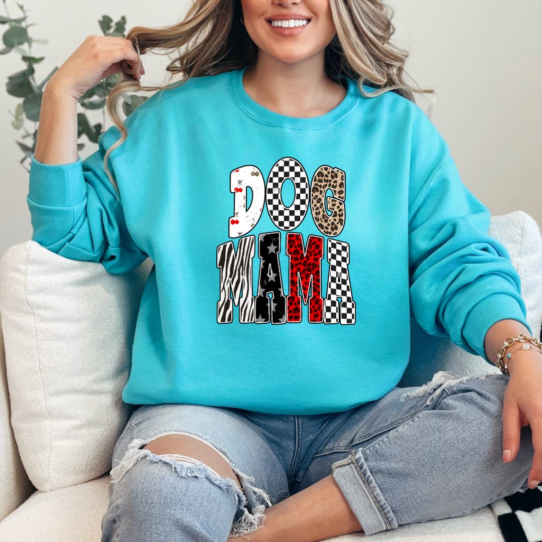 Checkered Cherries Dog Mom Graphic Tee and Crewneck