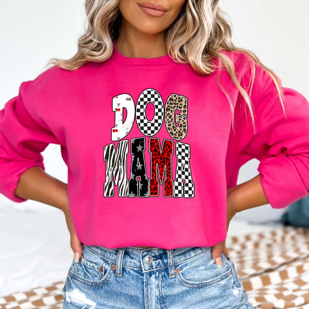 Checkered Cherries Dog Mom Graphic Tee and Crewneck