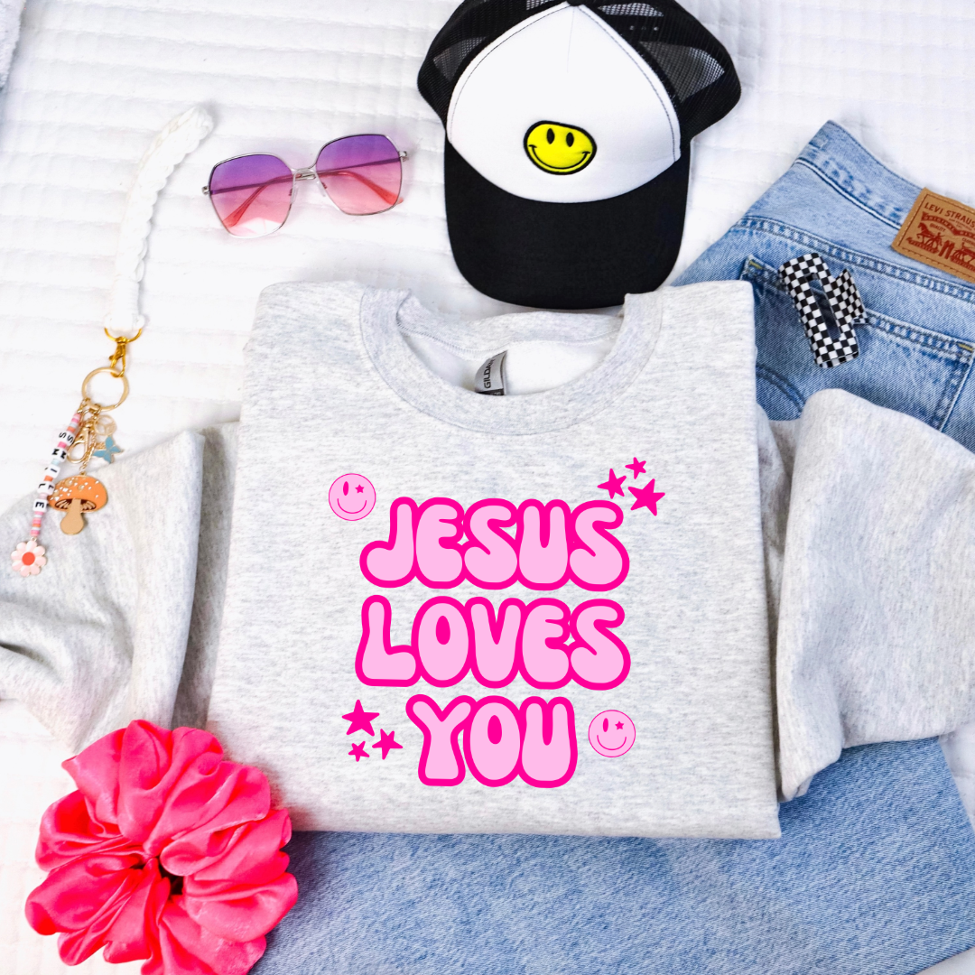 Jesus Loves You Youth Graphic Tee & Crewneck