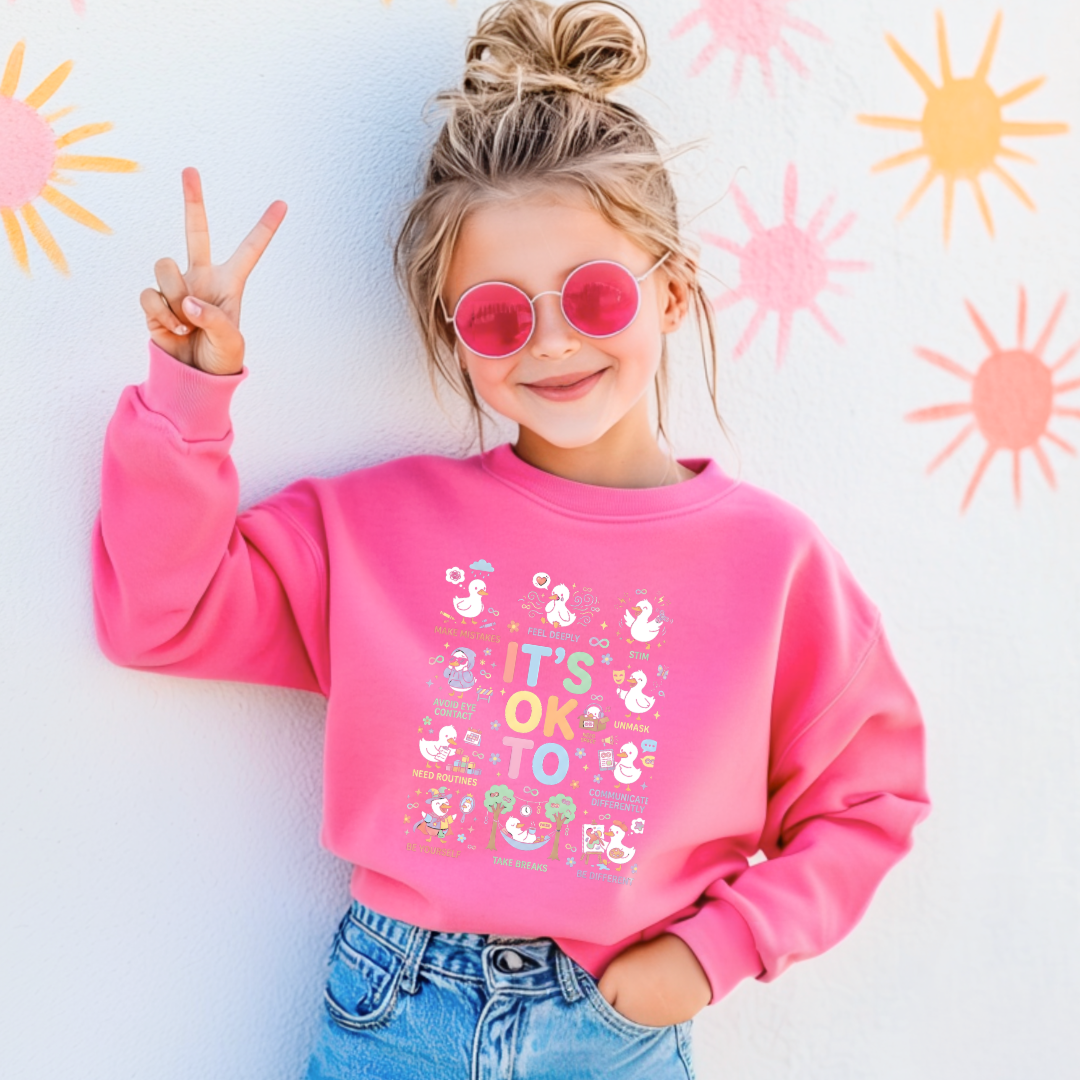 It's Okay To Ducks Youth Graphic Tee & Crewneck