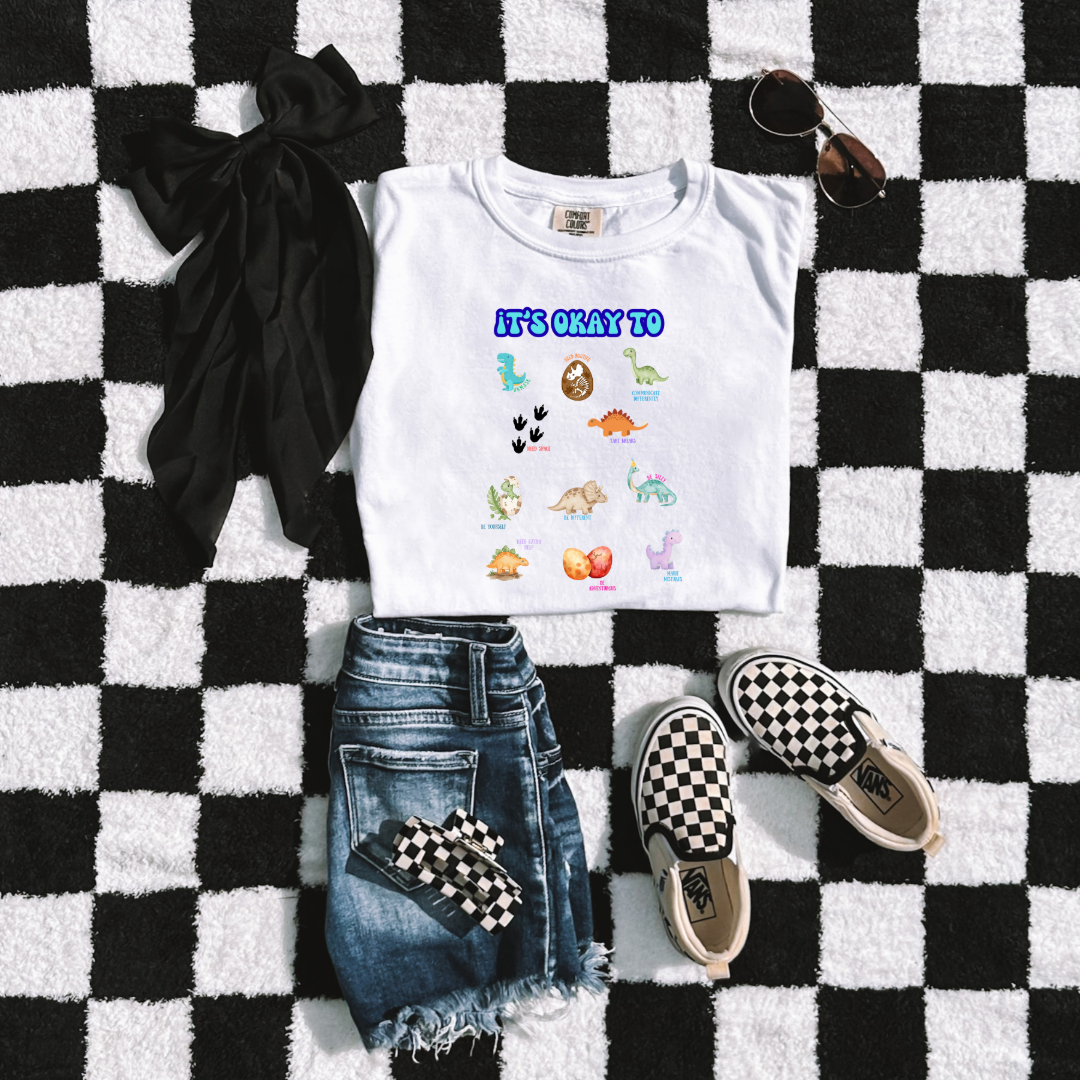 It's Okay To Dinosaurs Youth Graphic Tee & Crewneck