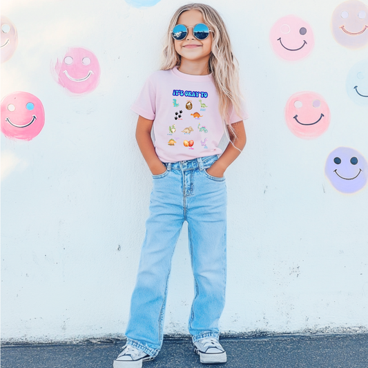 It's Okay To Dinosaurs Youth Graphic Tee & Crewneck