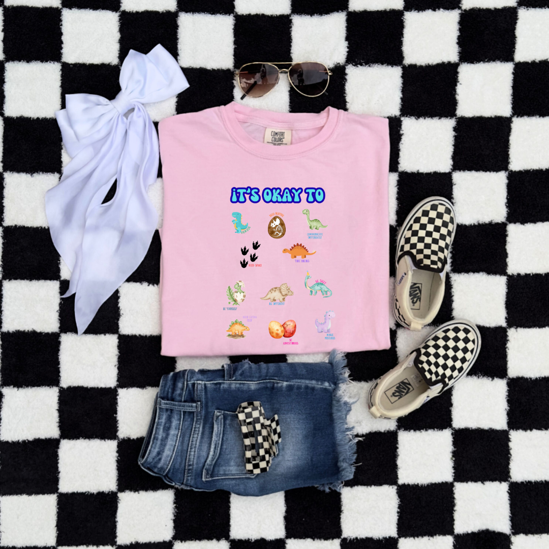 It's Okay To Dinosaurs Youth Graphic Tee & Crewneck