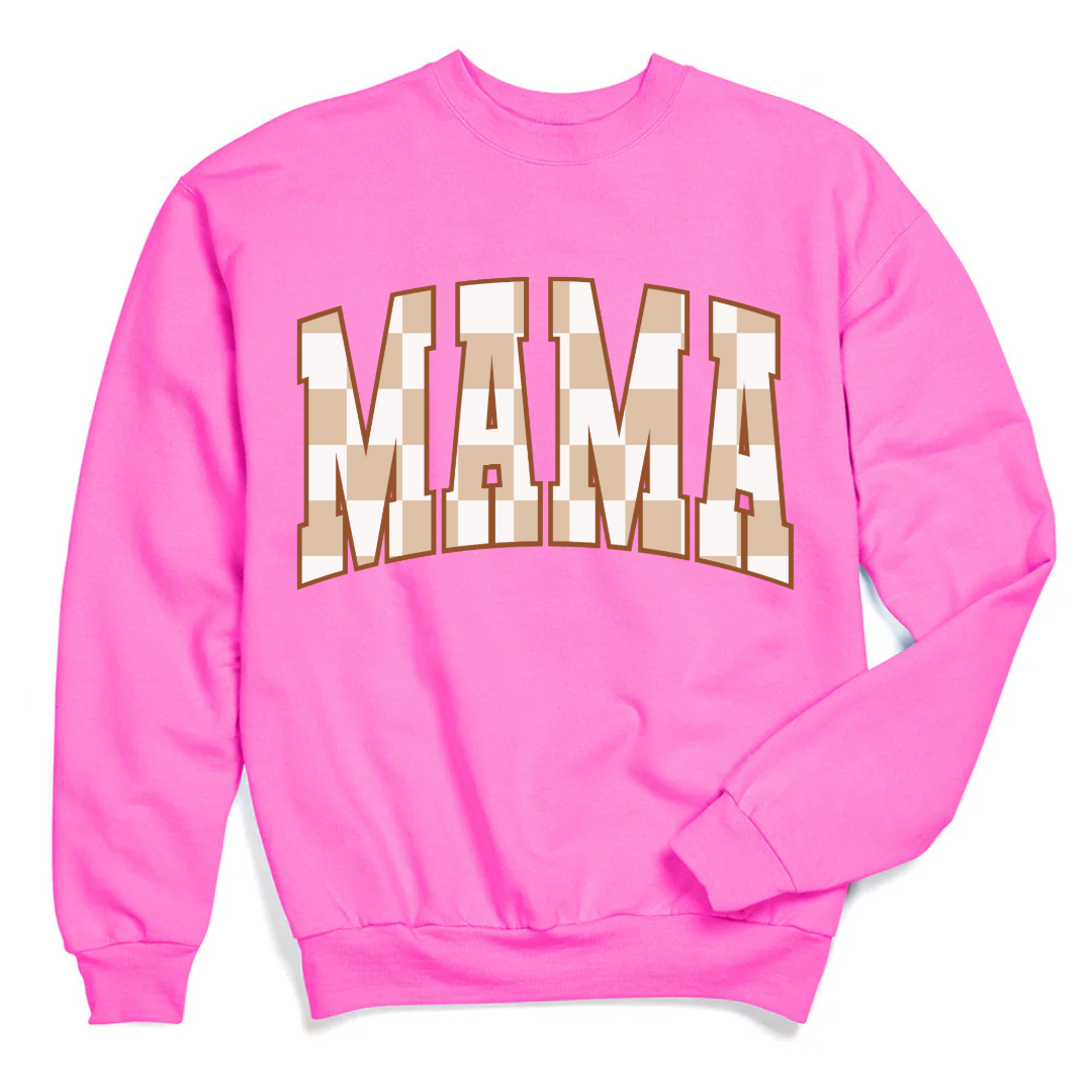 Mama Brown Checkered Crewneck & Hoodie