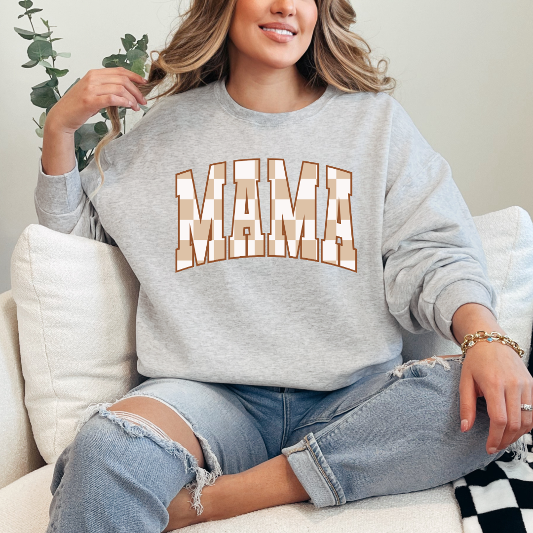 Mama Brown Checkered Crewneck & Hoodie