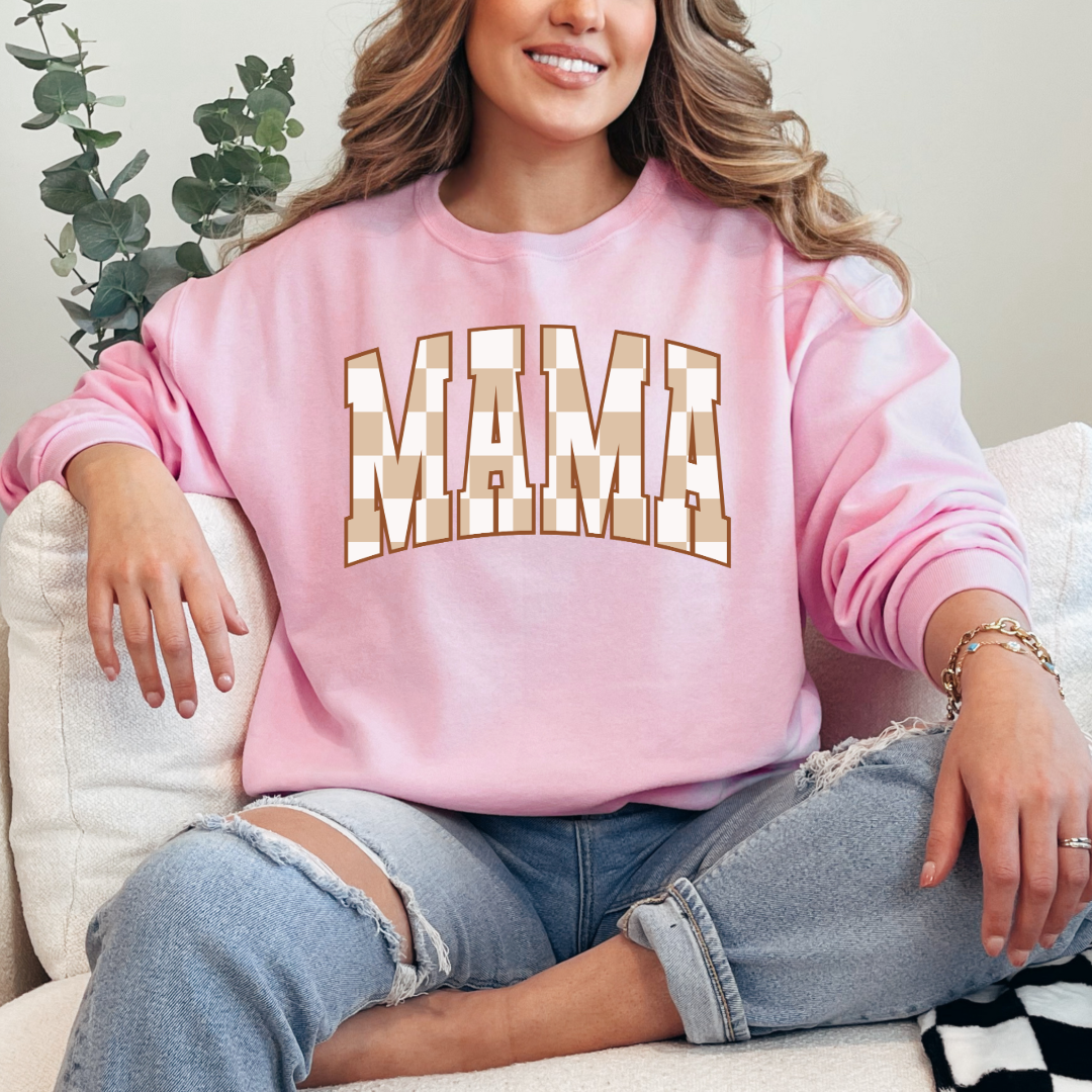 Mama Brown Checkered Crewneck & Hoodie