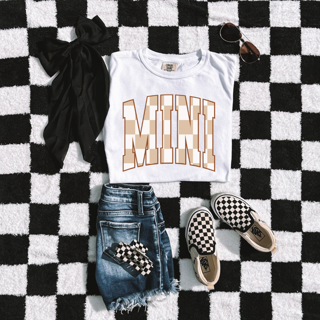 Mini Brown Checkered Youth Graphic Tee