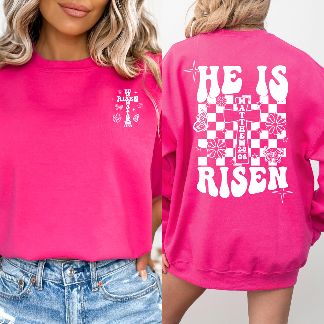 He Is Risen White Crewneck & Hoodie