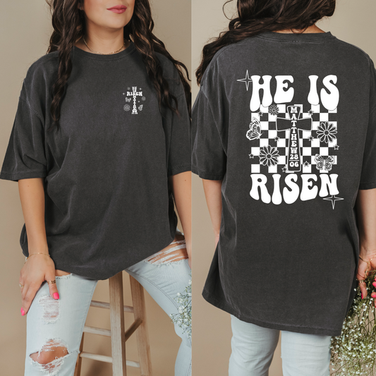 He Is Risen White Graphic Tee