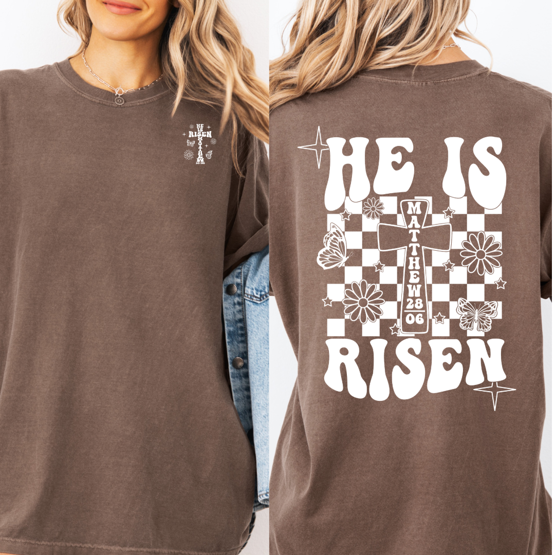 He Is Risen White Graphic Tee