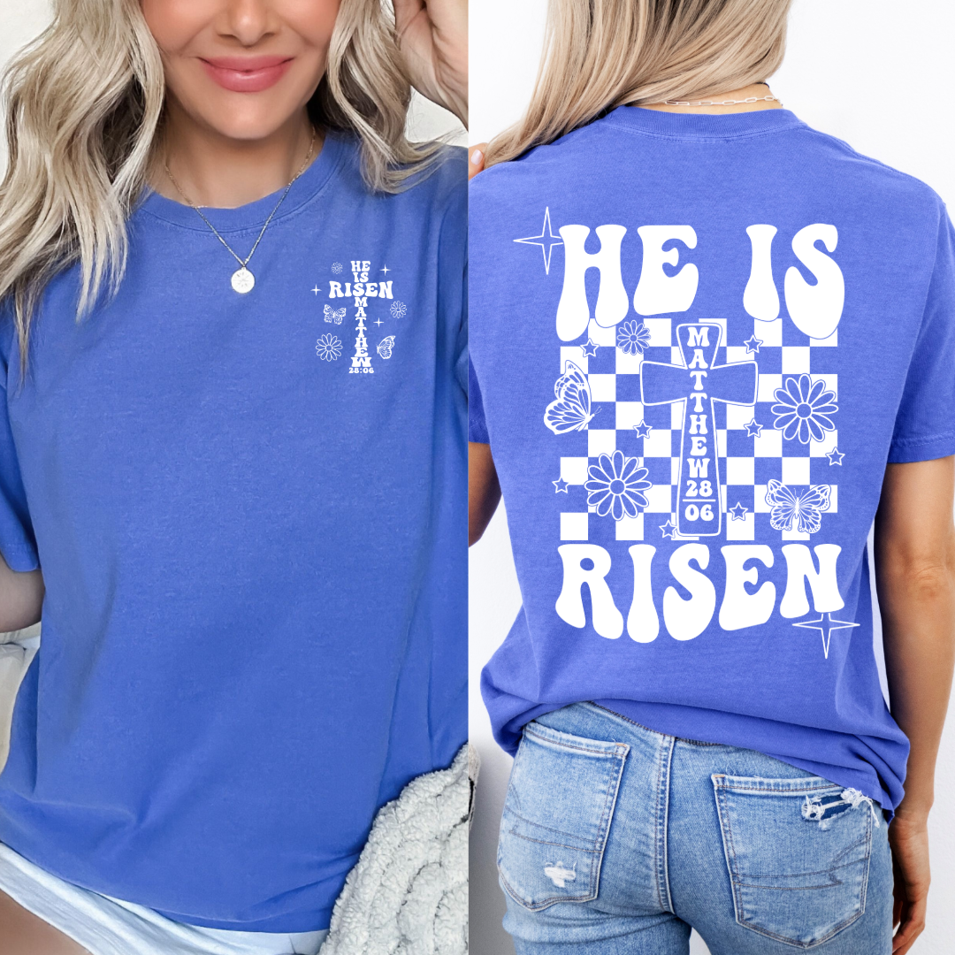 He Is Risen White Graphic Tee