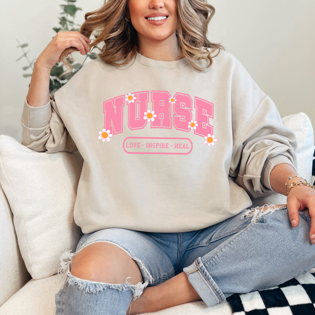 Nurse Love Inspire Heal Crewneck & Hoodie