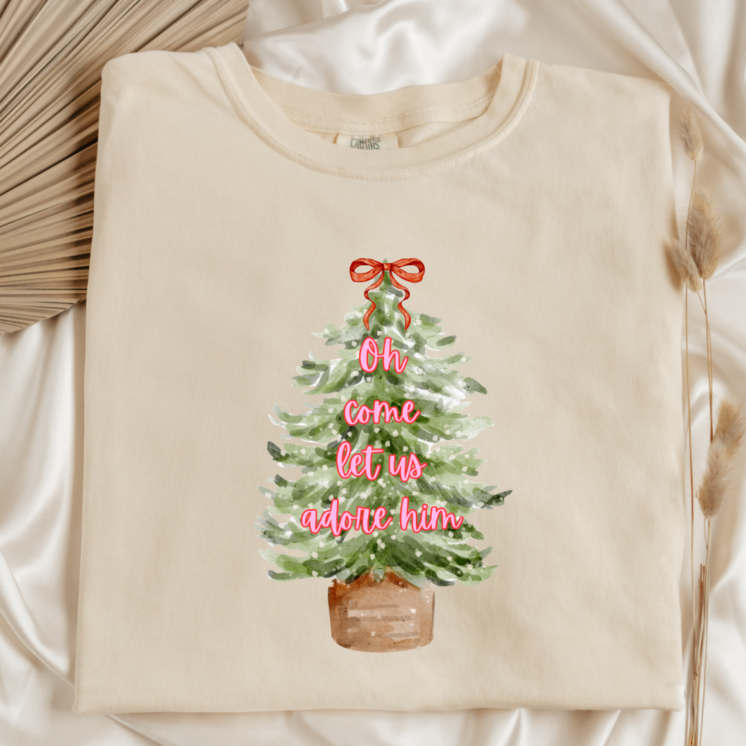 Oh Come Let Us Adore Him Graphic Tee and Crewneck