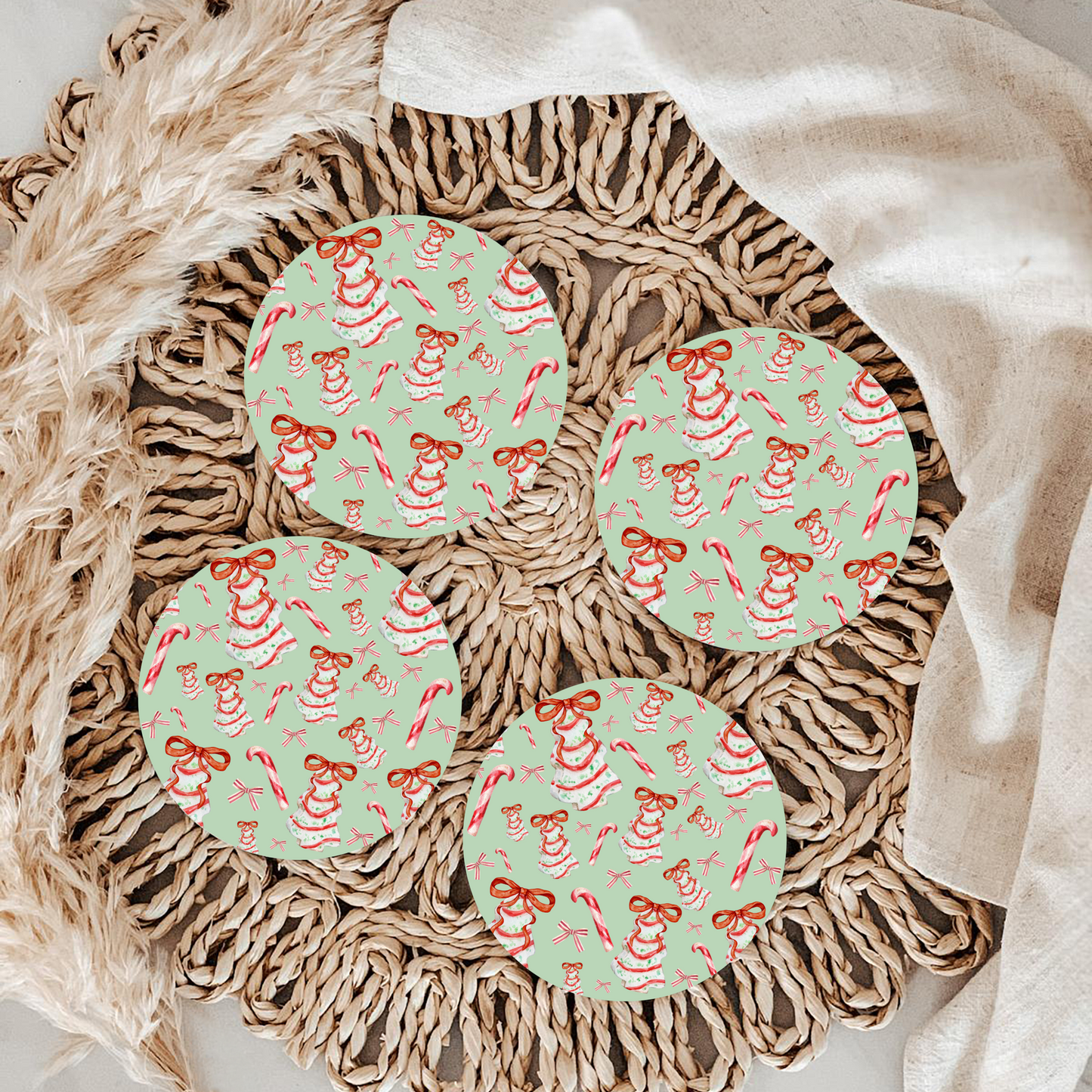 2 ct Christmas Car Coasters