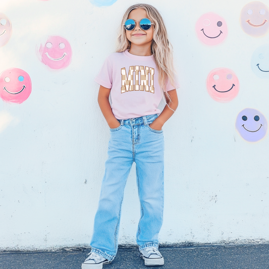 Mini Brown Checkered Youth Graphic Tee